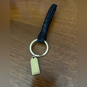 NWOT Coach Black Leather braided key ring